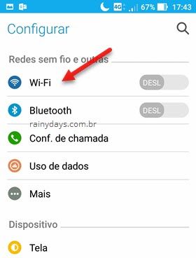 configuracoes wifi no Android
