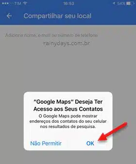Google Maps deseja acessar contatos iOS