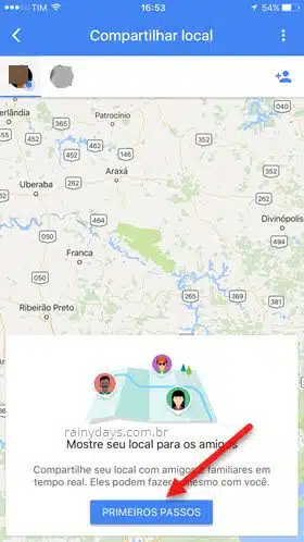 mostrar seu local para amigos Google Maps app