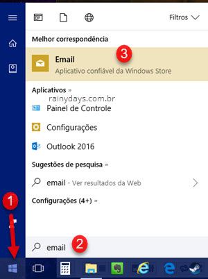 abrir aplicativo Email Windows 10