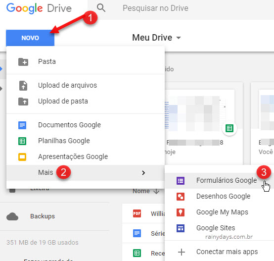 Novo Google Drive Formulários Google