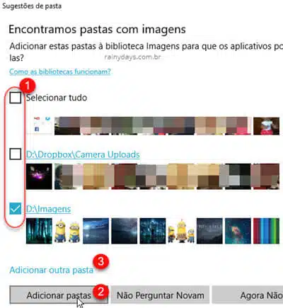 Adicionar e remover pastas no app Fotos do Windows