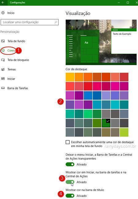 cor de destaque do Windows 10