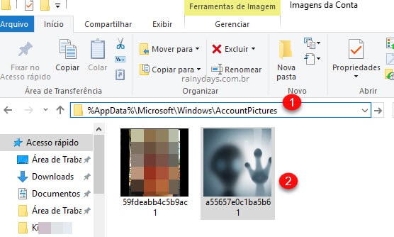 Explorador de arquivos appdata AccountPictures Windows