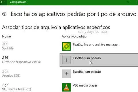 Modificar os aplicativos padrão no Windows 10