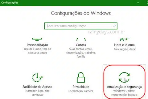 Atualização e segurança do Windows 10