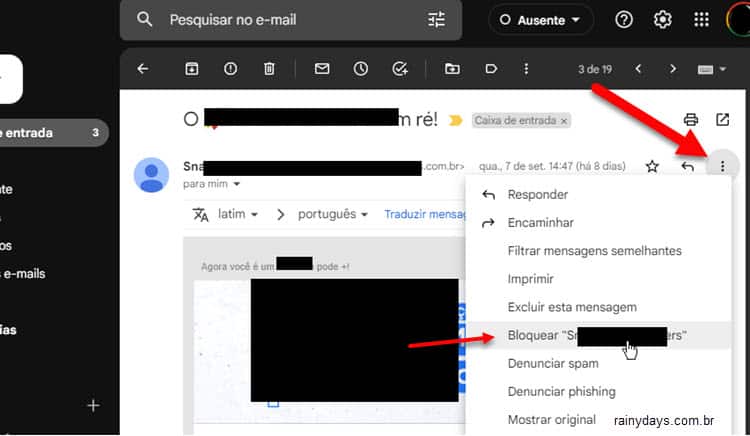 Como bloquear email no Gmail, email específico