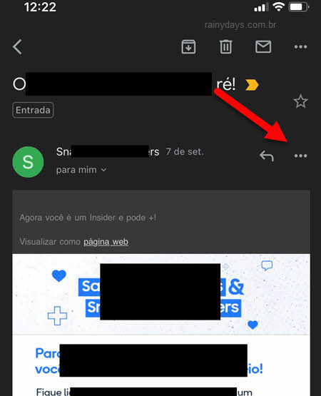 ícone de três bolinhas email do app Gmail