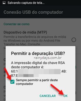 Permitir a depuração USB no Android