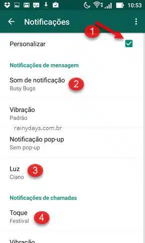 Personalizar som das notificações do WhatsApp