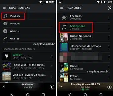sincronizar músicas do Spotify no celular