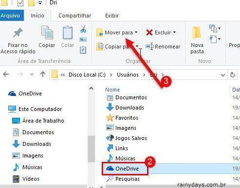 Mudar local de salvamento do OneDrive no Windows 10