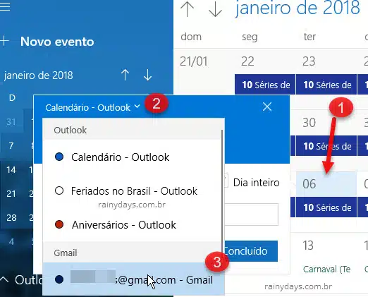 Sincronizar Google Agenda com app Calendário (Windows 10)