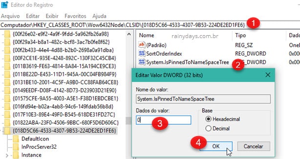 Windows 64 remover pasta OneDrive Explorador de Arquivos