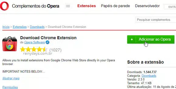 Adicionar ao Opera download chrome extension