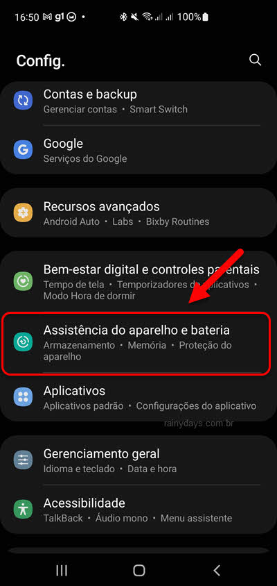 Assistência do aparelho e bateria Android Samsung