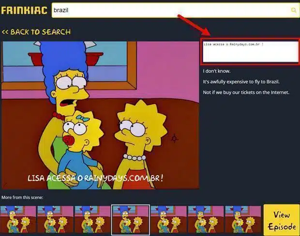 Busca por capturas de tela dos Simpsons (Frinkiac)