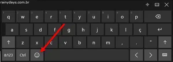 botão emoji no teclado virtual do Windows