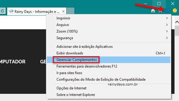 Desinstalar extensões no Internet Explorer