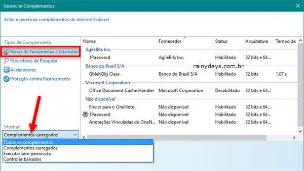 Desinstalar extensões no Internet Explorer 2