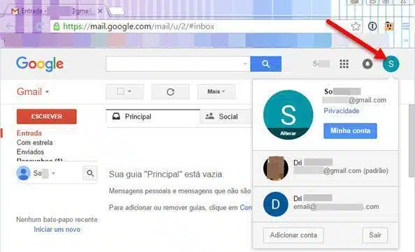 Alternar entre contas do Gmail no mesmo navegador