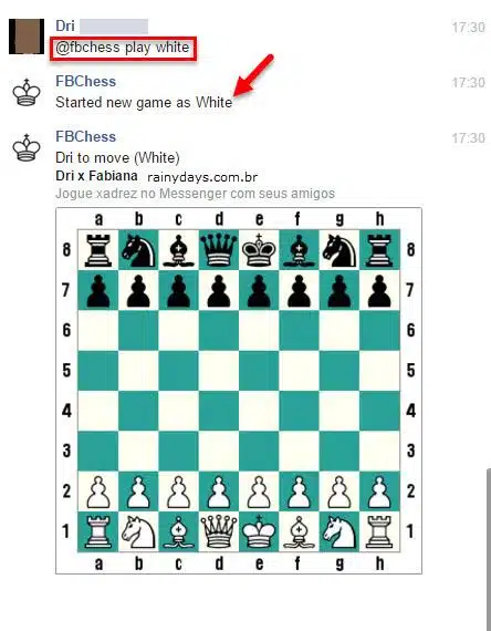 Jogar xadrez pelo Facebook Messenger 4