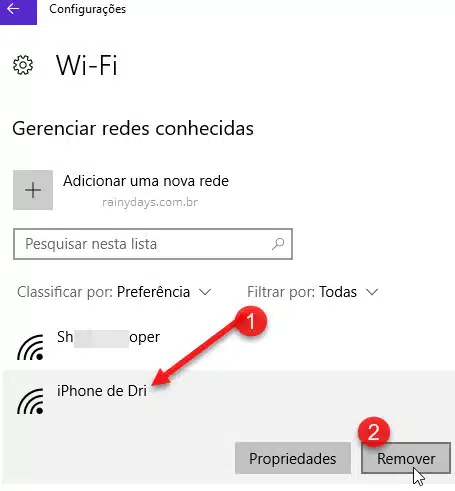 Remover conexões wifi antigas do Windows 10