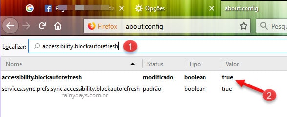 Bloquear recarregamento automático de páginas Firefox