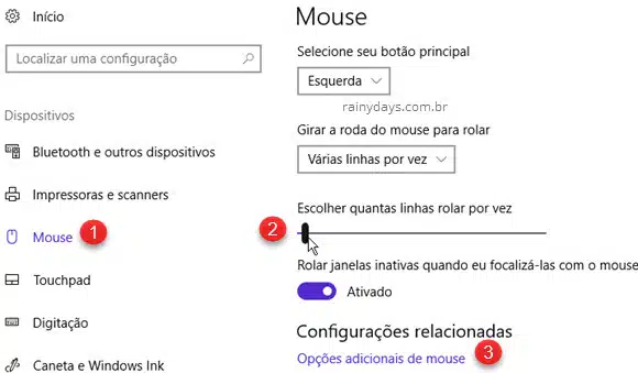 Como customizar velocidade do mouse no Windows 10