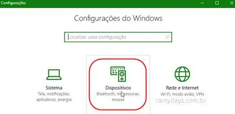 configurações de dispositivos Windows 10
