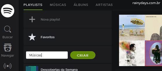 Criar playlists no Spotify Web Player 2