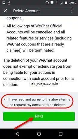 excluir conta do WeChat 4