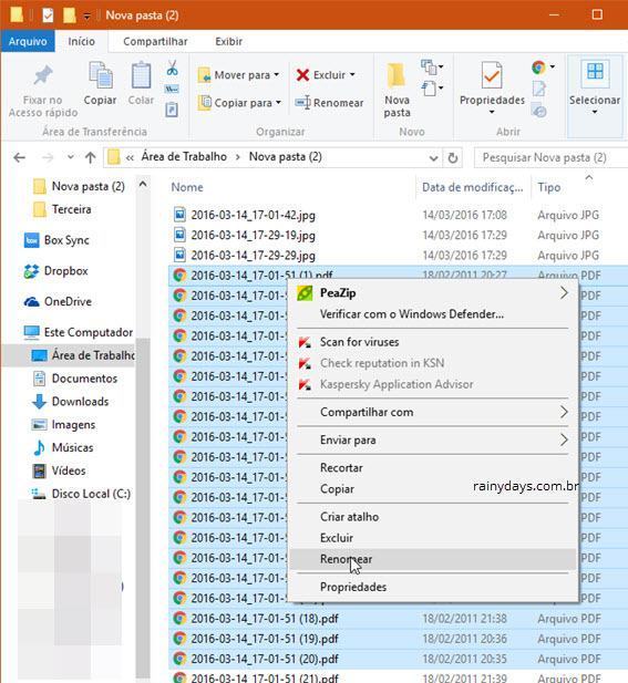 renomear vários arquivos no Windows ao mesmo tempo