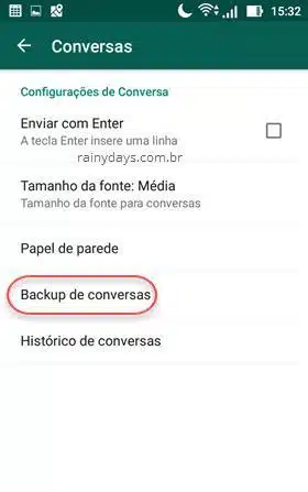 Backup de conversas do WhatsApp