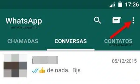 Botão de três bolinhas do WhatsApp