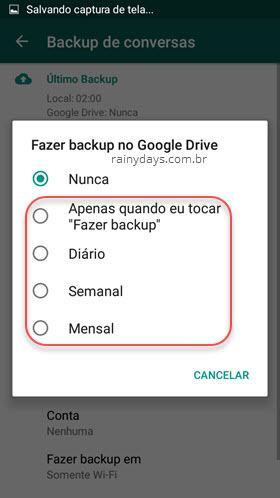 Como Fazer backup do WhatsApp no Google Drive 2