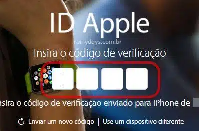 inserir código de verificação ID Apple