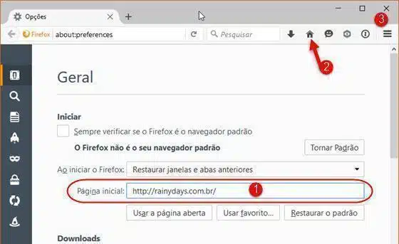 Mudar página inicial dos navegadores Firefox 2