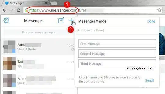 Enviar mensagens no Messenger para várias pessoas ao mesmo tempo
