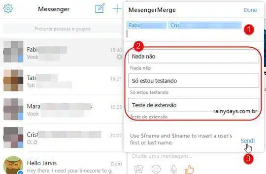 Enviar mensagens no Messenger para várias pessoas 2