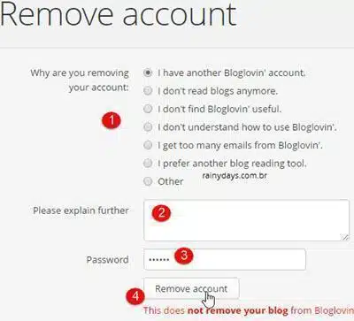 Como excluir conta do Bloglovin 3