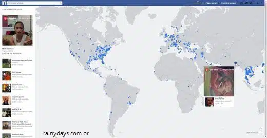 Mapa interativo de vídeos ao vivo do Facebook