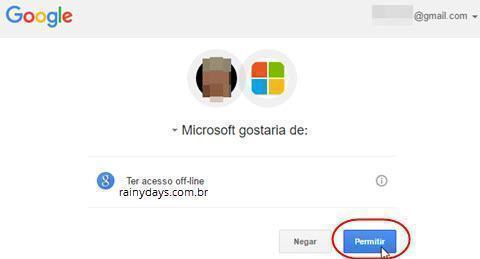 Reconectar conta do Google na Microsoft 4