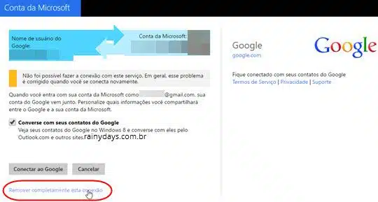 Reconectar conta do Google na Microsoft 6