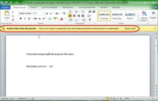 Recuperar arquivo não salvo no Microsoft Office 5