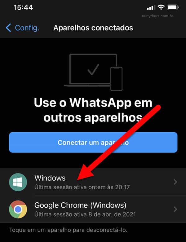 Dispositivos, aparelhos conectados no WhatsApp Web app Android iPhone