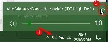 Mudar entre dispositivos de áudio no Windows 10