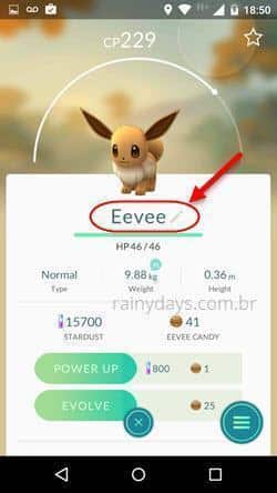 mudar nome do Pokémon no Pokémon Go 2