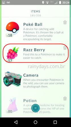 usar a Razz Berry no Pokémon Go 2