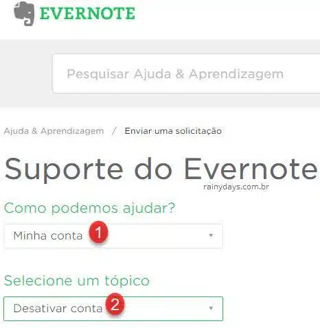 como excluir conta do Evernote 1